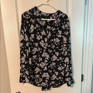 Lane Bryant Black and White Buttoned Blouse